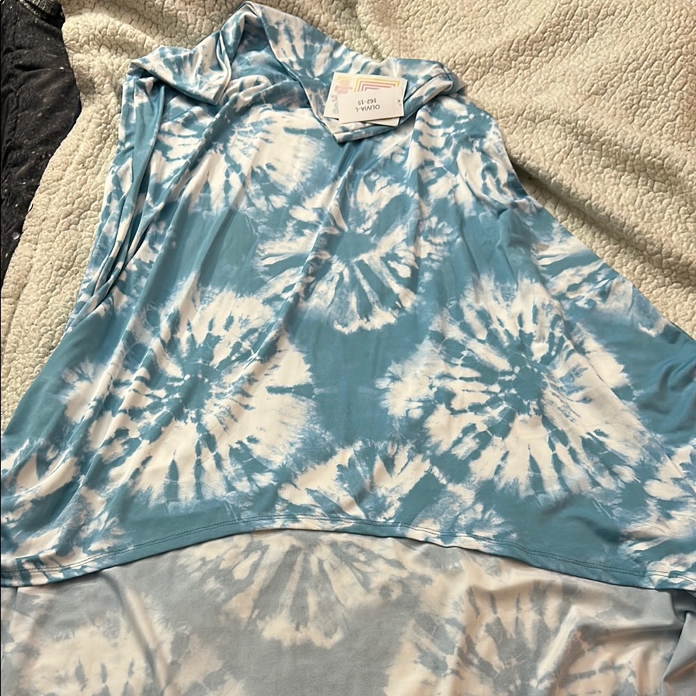 NWT LuLaRoe Asymmetrical Olivia Skirt in Blue and White Tie-Dye